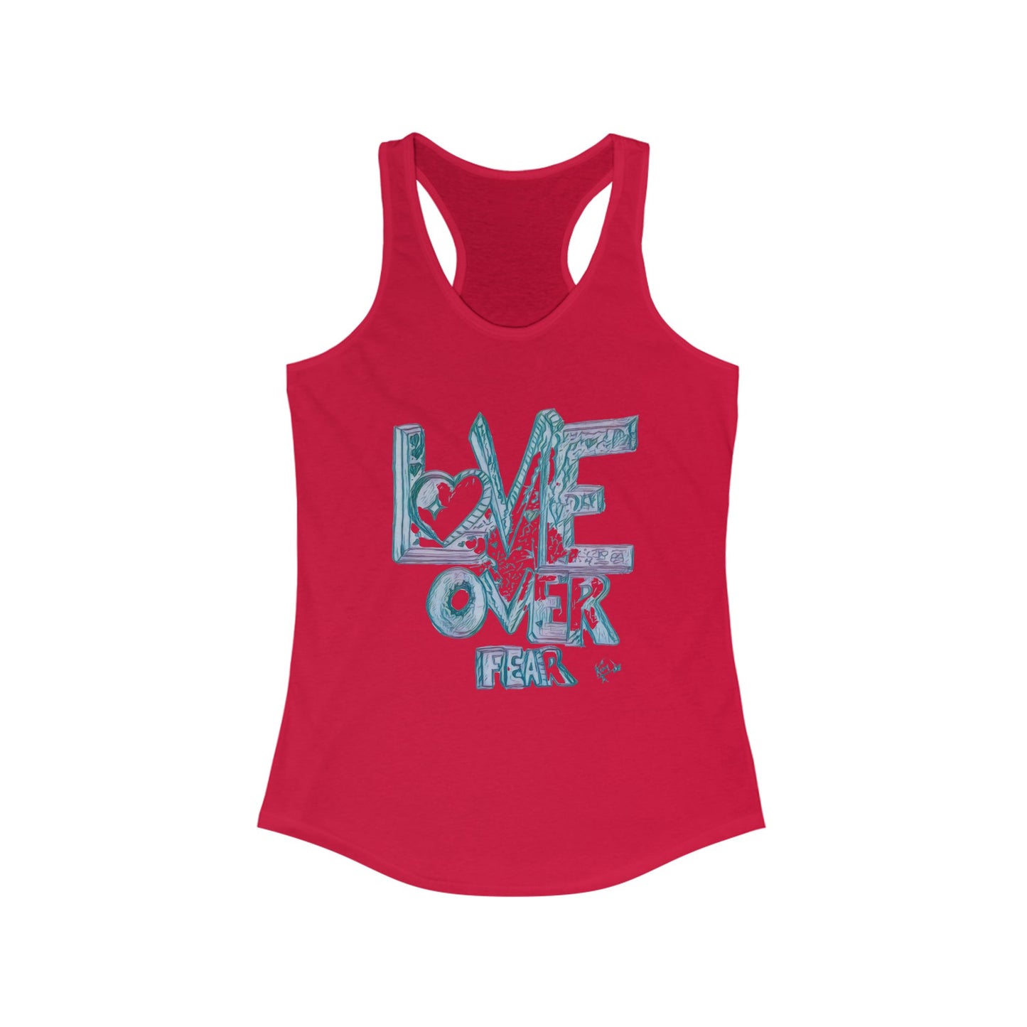 Stylish Women's Racerback Tank | Perfect for Yoga, Beach Days, or Casual Outings | Great for Gifts, Fitness, Summer, Love Over Fear