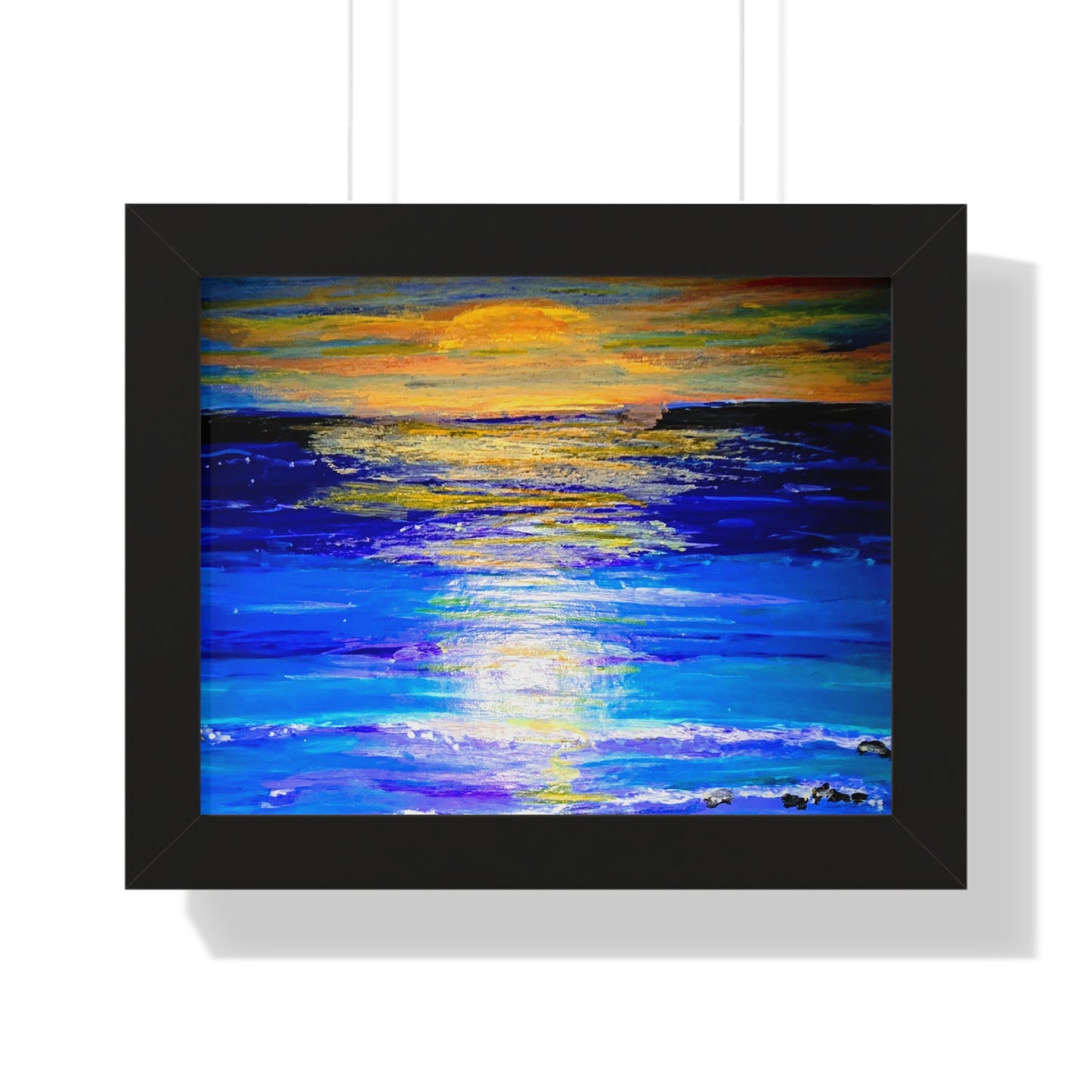 Framed Sunset Art Print, Coastal Wall Decor, Ocean Landscape, Beach House Artwork, Relaxing Home Decor, Gift for Ocean Lovers