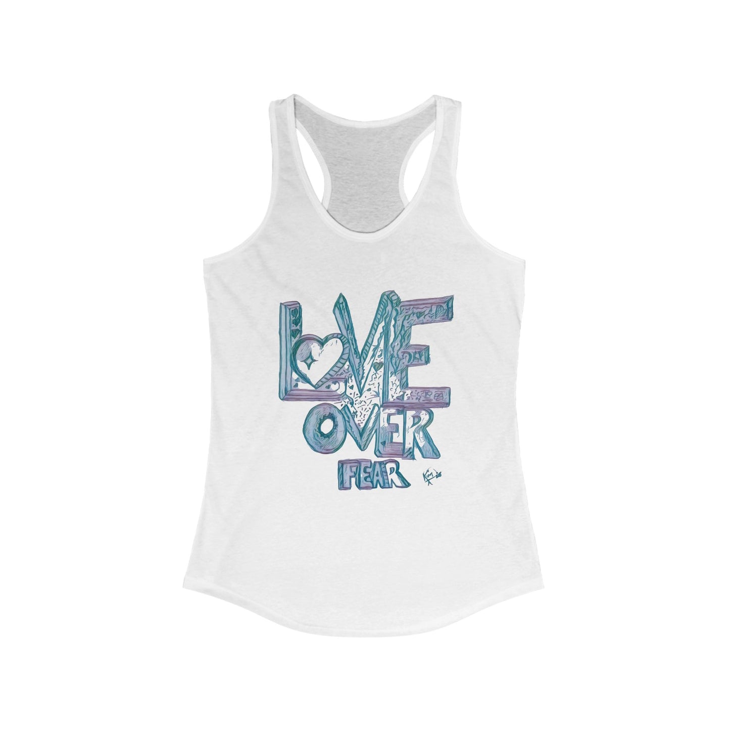 Stylish Women's Racerback Tank | Perfect for Yoga, Beach Days, or Casual Outings | Great for Gifts, Fitness, Summer, Love Over Fear