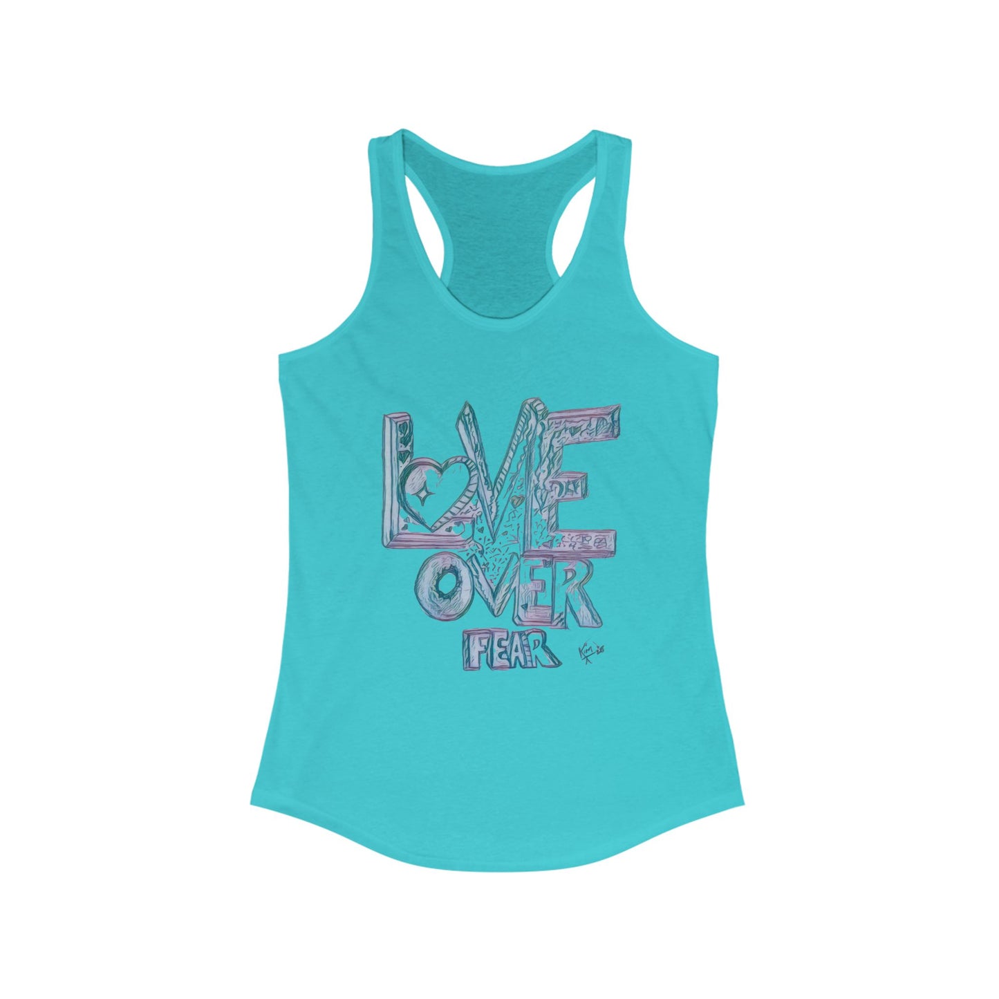 Stylish Women's Racerback Tank | Perfect for Yoga, Beach Days, or Casual Outings | Great for Gifts, Fitness, Summer, Love Over Fear