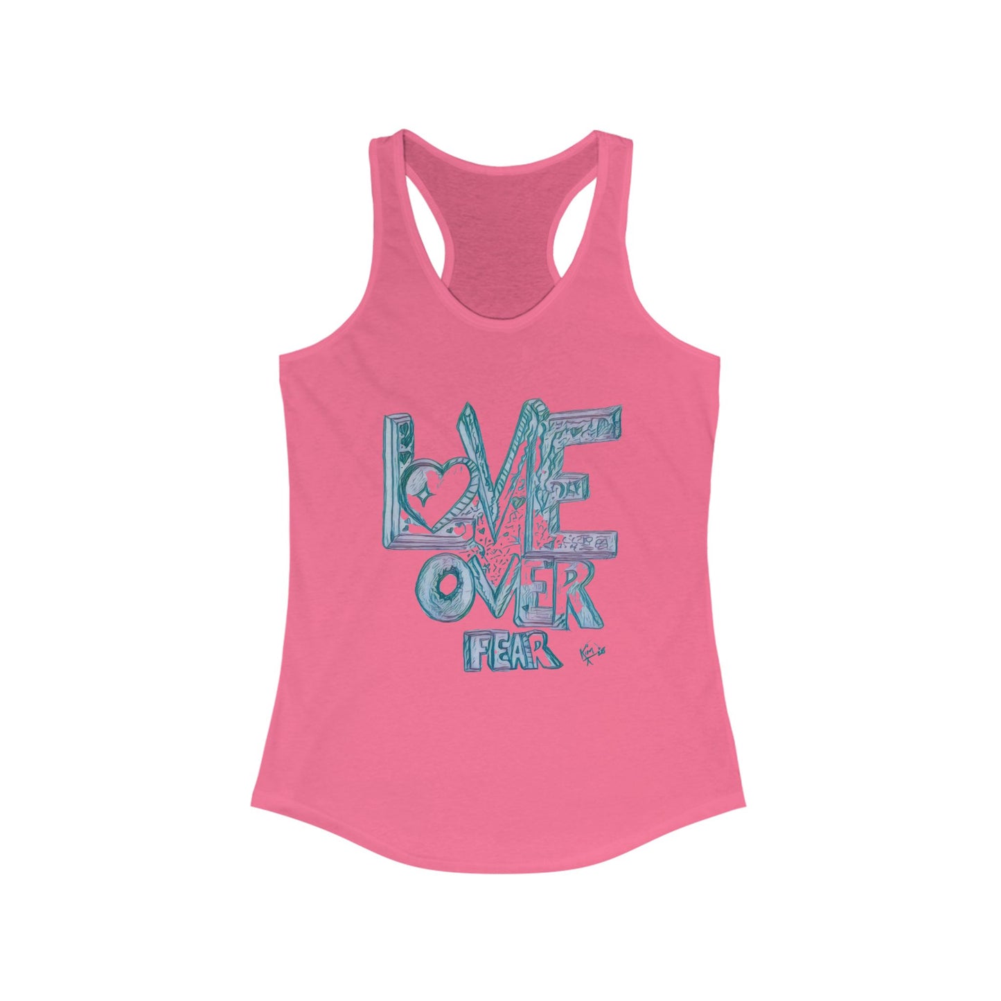 Stylish Women's Racerback Tank | Perfect for Yoga, Beach Days, or Casual Outings | Great for Gifts, Fitness, Summer, Love Over Fear