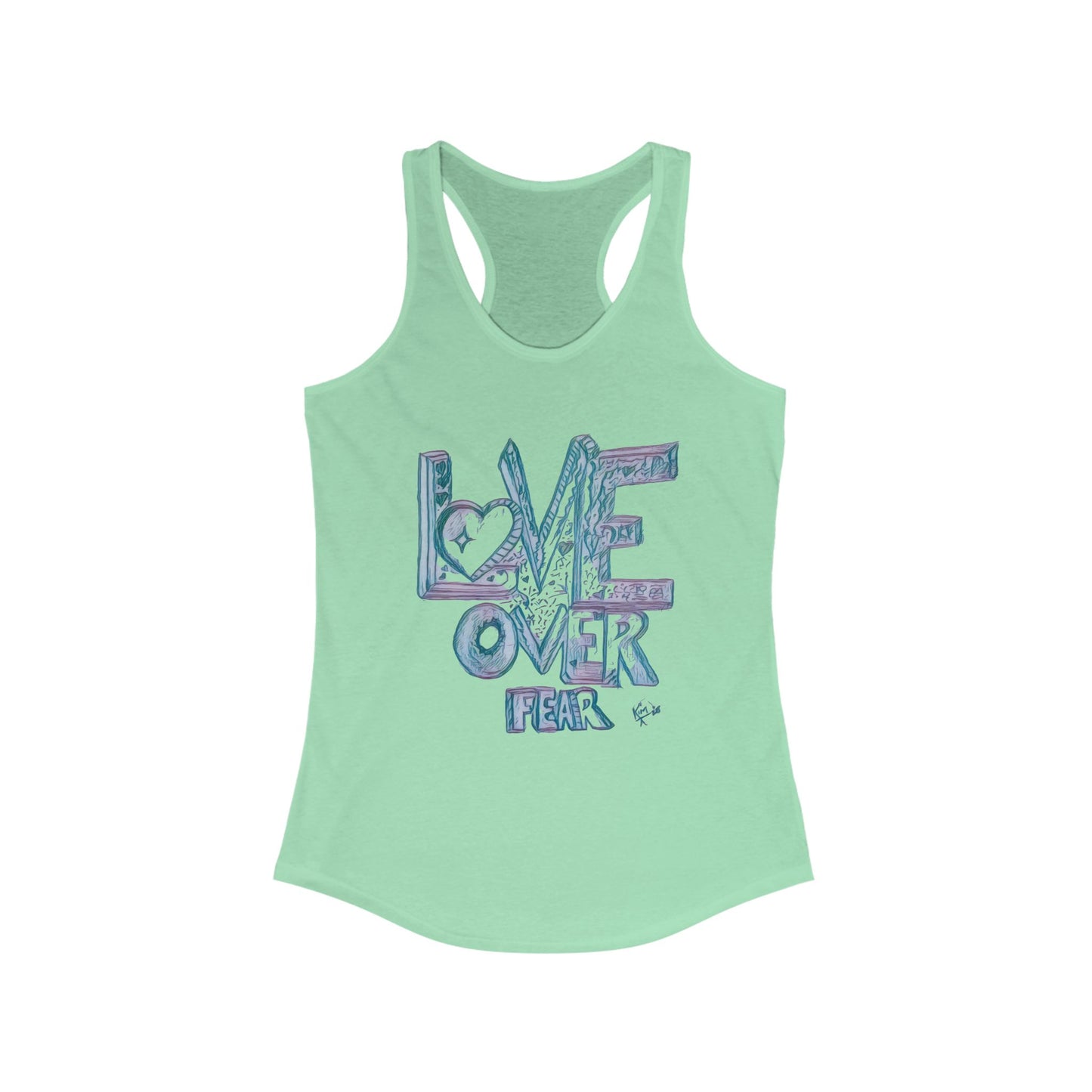 Stylish Women's Racerback Tank | Perfect for Yoga, Beach Days, or Casual Outings | Great for Gifts, Fitness, Summer, Love Over Fear